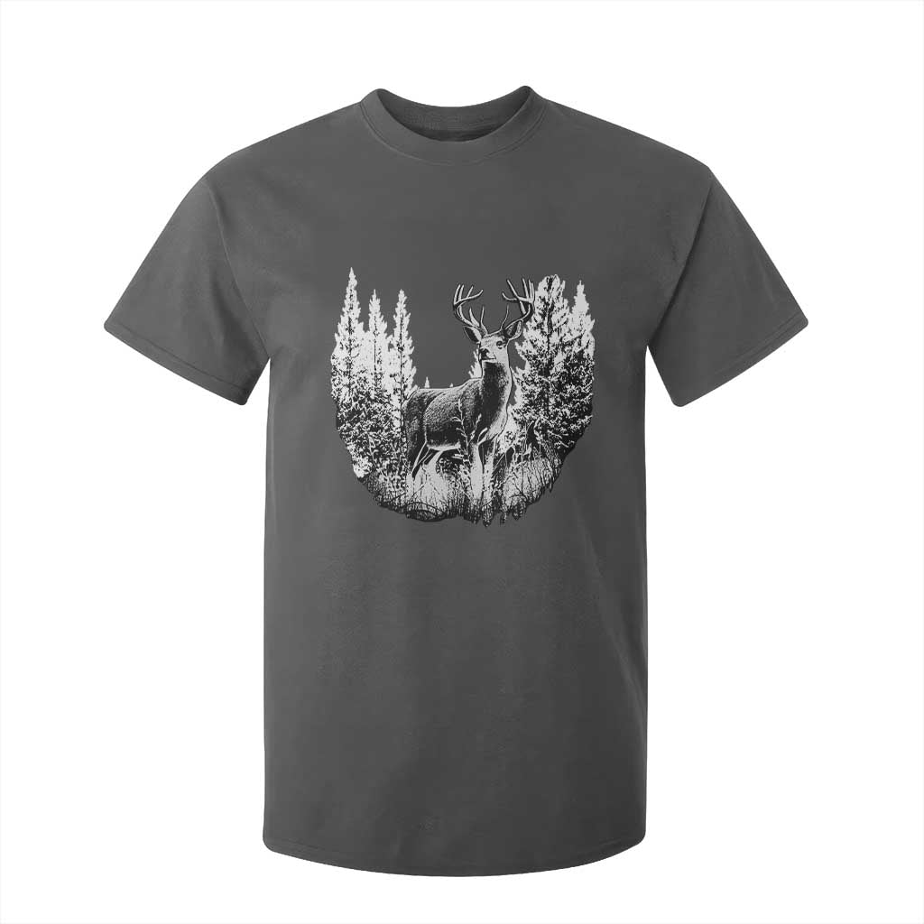 Deer Hunting T Shirt For Kid Deer Forest Nature Lover Stag Hunter TS02 Dark Heather Print Your Wear