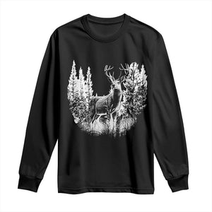 Deer Hunting Long Sleeve Shirt Deer Forest Nature Lover Stag Hunter TS02 Black Print Your Wear