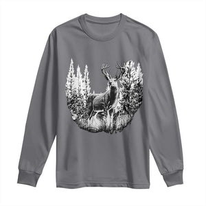 Deer Hunting Long Sleeve Shirt Deer Forest Nature Lover Stag Hunter TS02 Charcoal Print Your Wear