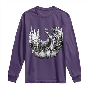 Deer Hunting Long Sleeve Shirt Deer Forest Nature Lover Stag Hunter TS02 Purple Print Your Wear