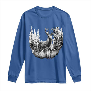 Deer Hunting Long Sleeve Shirt Deer Forest Nature Lover Stag Hunter TS02 Royal Blue Print Your Wear