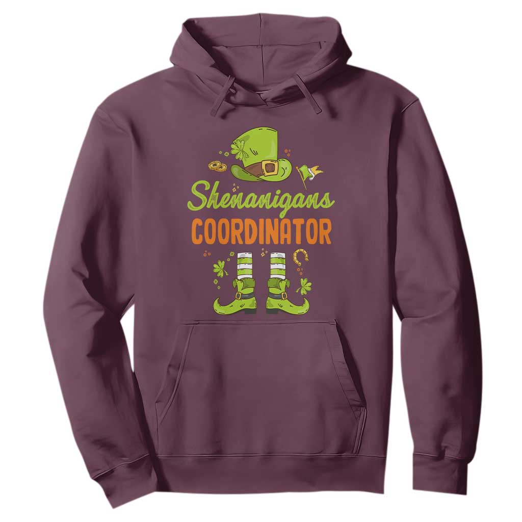 Funny St. Patricks Day Hoodie Shenanigans Coordinator Leprechaun Costume TS02 Maroon Printyourwear