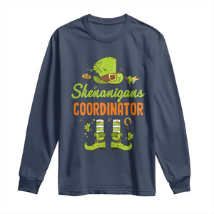 Funny St Patricks Day Long Sleeve Shirt Shenanigans Coordinator Leprechaun Costume TS02 Navy Print Your Wear