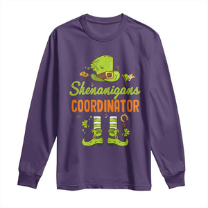 Funny St Patricks Day Long Sleeve Shirt Shenanigans Coordinator Leprechaun Costume TS02 Purple Print Your Wear