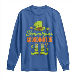 Funny St Patricks Day Long Sleeve Shirt Shenanigans Coordinator Leprechaun Costume TS02 Royal Blue Print Your Wear