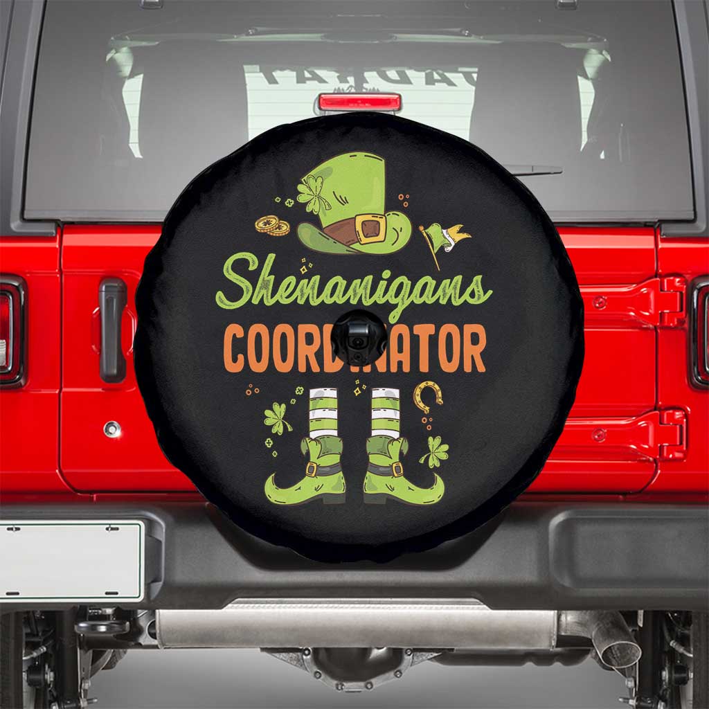 Funny St Patricks Day Spare Tire Cover Shenanigans Coordinator Leprechaun Costume TS02 Black Print Your Wear