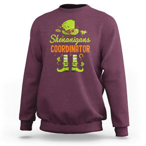 Funny St. Patricks Day Sweatshirt Shenanigans Coordinator Leprechaun Costume TS02 Maroon Printyourwear