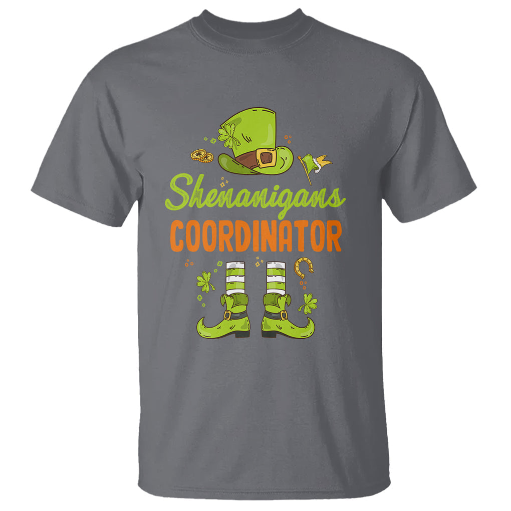 Funny St. Patricks Day T Shirt Shenanigans Coordinator Leprechaun Costume TS02 Charcoal Printyourwear