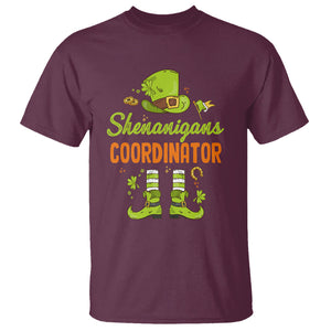 Funny St. Patricks Day T Shirt Shenanigans Coordinator Leprechaun Costume TS02 Maroon Printyourwear