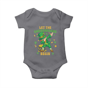 Funny St Patricks Day Baby Onesie Let The Shenanigans Begin Dabbing Leprechaun TS02 Charcoal Print Your Wear