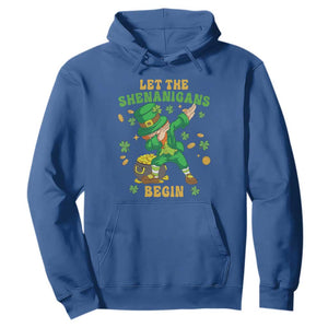 Funny St. Patricks Day Hoodie Let The Shenanigans Begin Dabbing Leprechaun TS02 Royal Blue Printyourwear