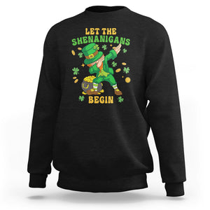 Funny St. Patricks Day Sweatshirt Let The Shenanigans Begin Dabbing Leprechaun TS02 Black Printyourwear