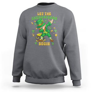 Funny St. Patricks Day Sweatshirt Let The Shenanigans Begin Dabbing Leprechaun TS02 Charcoal Printyourwear