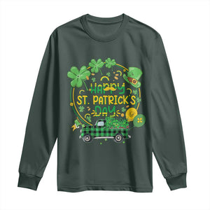 Happy StPatricks Day Long Sleeve Shirt Patty's Day Truck Loads of Shamrocks and Lucky Charm TS02 Dark Forest Green Print Your Wear