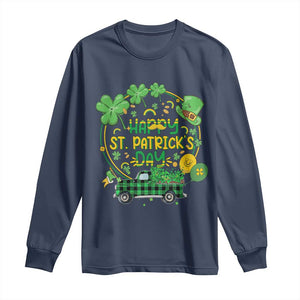 Happy StPatricks Day Long Sleeve Shirt Patty's Day Truck Loads of Shamrocks and Lucky Charm TS02 Navy Print Your Wear