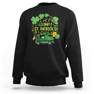 Happy St.Patrick's Day Sweatshirt Patty's Day Truck Loads of Shamrocks and Lucky Charm TS02 Black Printyourwear