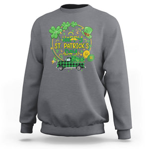 Happy St.Patrick's Day Sweatshirt Patty's Day Truck Loads of Shamrocks and Lucky Charm TS02 Charcoal Printyourwear