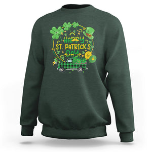 Happy St.Patrick's Day Sweatshirt Patty's Day Truck Loads of Shamrocks and Lucky Charm TS02 Dark Forest Green Printyourwear