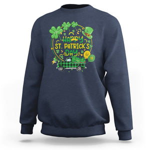 Happy St.Patrick's Day Sweatshirt Patty's Day Truck Loads of Shamrocks and Lucky Charm TS02 Navy Printyourwear