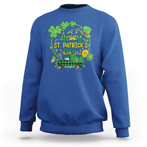 Happy St.Patrick's Day Sweatshirt Patty's Day Truck Loads of Shamrocks and Lucky Charm TS02 Royal Blue Printyourwear