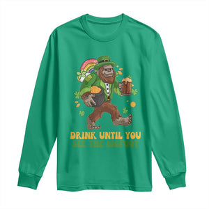 Funny St Patricks Sasquatch Long Sleeve Shirt Drink Until You See The Bigfoot Drinking Squad TS02 Irish Green Print Your Wear