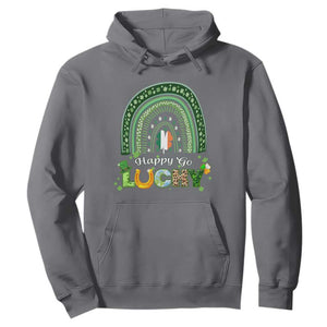 Funny St. Patricks Day Hoodie Happy Go Lucky Shamrock Rainbow TS02 Charcoal Printyourwear