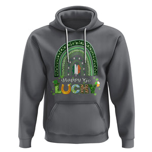 Funny St. Patricks Day Hoodie Happy Go Lucky Shamrock Rainbow TS02 Charcoal Printyourwear