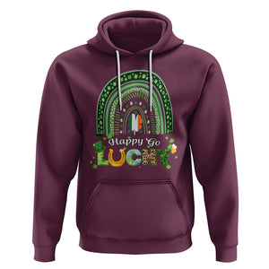 Funny St. Patricks Day Hoodie Happy Go Lucky Shamrock Rainbow TS02 Maroon Printyourwear