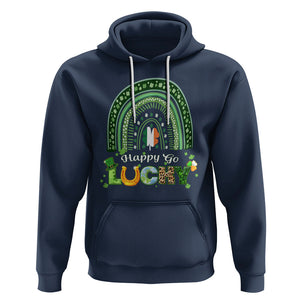 Funny St. Patricks Day Hoodie Happy Go Lucky Shamrock Rainbow TS02 Navy Printyourwear