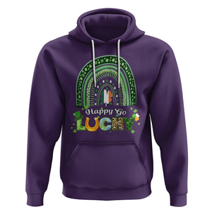 Funny St. Patricks Day Hoodie Happy Go Lucky Shamrock Rainbow TS02 Purple Printyourwear