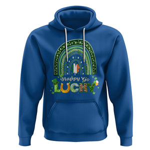 Funny St. Patricks Day Hoodie Happy Go Lucky Shamrock Rainbow TS02 Royal Blue Printyourwear