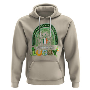 Funny St. Patricks Day Hoodie Happy Go Lucky Shamrock Rainbow TS02 Sand Printyourwear