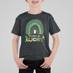 Funny St. Patricks Day T Shirt For Kid Happy Go Lucky Shamrock Rainbow TS02 Black Printyourwear