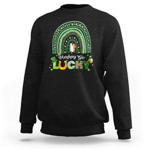 Funny St. Patricks Day Sweatshirt Happy Go Lucky Shamrock Rainbow TS02 Black Printyourwear