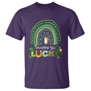 Funny St. Patricks Day T Shirt Happy Go Lucky Shamrock Rainbow TS02 Purple Printyourwear