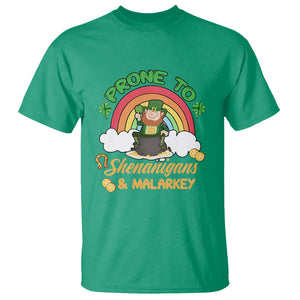 Funny St. Patricks Day T Shirt Prone To Shenanigans and Malarkey Cute Leprechaun Rainbow TS02 Irish Green Printyourwear