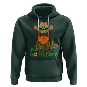 Funny St. Patricks Cowboy Hoodie Howdy Go Lucky Irish Western TS02 Dark Forest Green Printyourwear