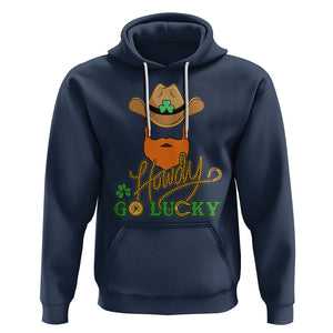 Funny St. Patricks Cowboy Hoodie Howdy Go Lucky Irish Western TS02 Navy Printyourwear