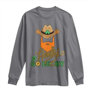 Funny St Patricks Cowboy Long Sleeve Shirt Howdy Go Lucky Irish Western TS02 Charcoal Print Your Wear