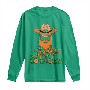 Funny St Patricks Cowboy Long Sleeve Shirt Howdy Go Lucky Irish Western TS02 Irish Green Print Your Wear