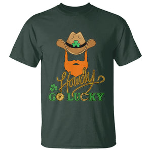 Funny St. Patricks Cowboy T Shirt Howdy Go Lucky Irish Western TS02 Dark Forest Green Printyourwear