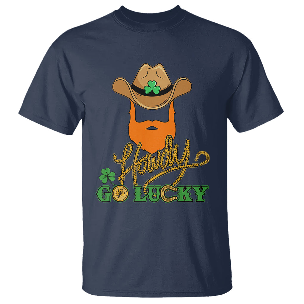 Funny St. Patricks Cowboy T Shirt Howdy Go Lucky Irish Western TS02 Navy Printyourwear