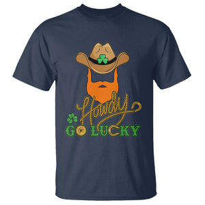 Funny St. Patricks Cowboy T Shirt Howdy Go Lucky Irish Western TS02 Navy Printyourwear