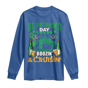 Funny St Patricks Cruise Long Sleeve Shirt Boozin' Cruisin' Drinking Squad Family Group Matching TS02 Royal Blue Print Your Wear