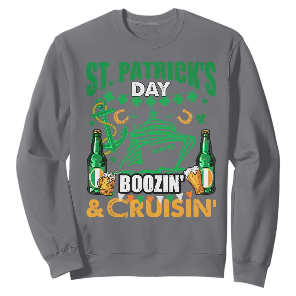 Funny St. Patricks Cruise Sweatshirt Boozin' Cruisin' Drinking Squad Family Group Matching TS02 Charcoal Printyourwear