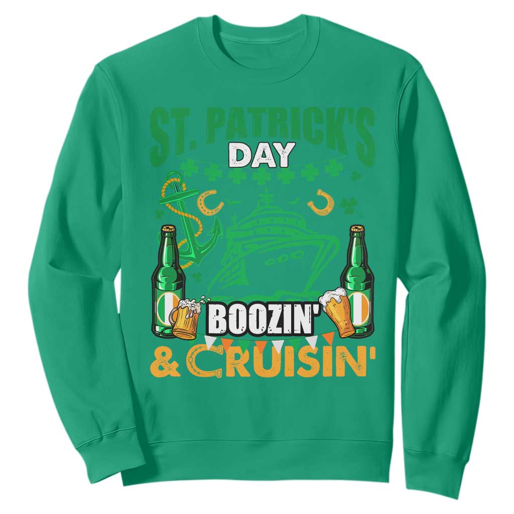 Funny St. Patricks Cruise Sweatshirt Boozin' Cruisin' Drinking Squad Family Group Matching TS02 Irish Green Printyourwear
