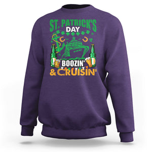 Funny St. Patricks Cruise Sweatshirt Boozin' Cruisin' Drinking Squad Family Group Matching TS02 Purple Printyourwear