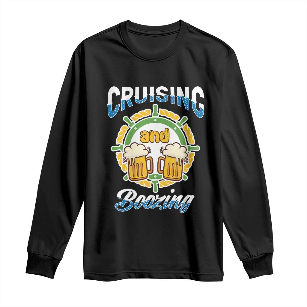 Funny St Patricks Cruise Long Sleeve Shirt Cruising And Boozing Drinking Squad Family Group Matching TS02 Black Print Your Wear