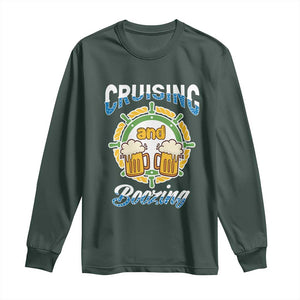 Funny St Patricks Cruise Long Sleeve Shirt Cruising And Boozing Drinking Squad Family Group Matching TS02 Dark Forest Green Print Your Wear