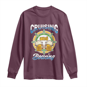 Funny St Patricks Cruise Long Sleeve Shirt Cruising And Boozing Drinking Squad Family Group Matching TS02 Maroon Print Your Wear